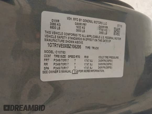 2011 GMC Sierra 1500 SLE with VIN 1GTR1VE0XBZ106206, listed as a IAAI auction lot 42951338 with 215,293 mi miles and . Bid and sale history available at DreamBid. Image 9.