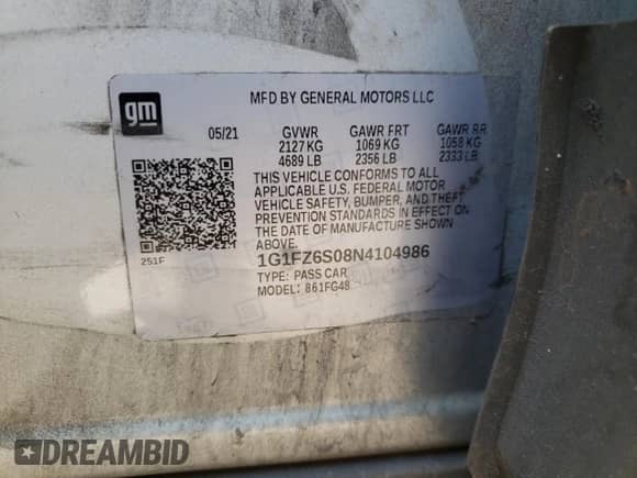 2022 Chevrolet Bolt EUV Premier с VIN 1G1FZ6S08N4104986, выставлен на аукционе Copart как лот 65851595 с пробегом 85 767 миль миль и Списание • Salvage title. История ставок и продаж доступна на DreamBid. Изображение 13.