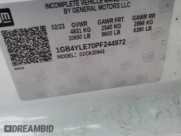 2023 Chevrolet Silverado 2500HD с VIN 1GB4YLE70PF244972, выставлен на аукционе Copart как лот 79634054 с пробегом 40 605 миль миль и Списание • Salvage title. История ставок и продаж доступна на DreamBid. Изображение 12.