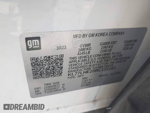 2024 Chevrolet Trax LT z VIN KL77LHE28RC155161, wystawiony jako IAAI lot #43013368 z przebiegiem 30 768 mil mil oraz . Historia ofert i sprzedaży dostępna na DreamBid. Obrazek 9.