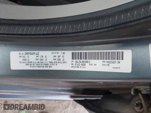 2008 Dodge Avenger SXT с VIN 1B3LC56J98N298615, выставлен на аукционе IAAI как лот 41600816 с пробегом 104 748 миль миль и . История ставок и продаж доступна на DreamBid. Изображение 9.