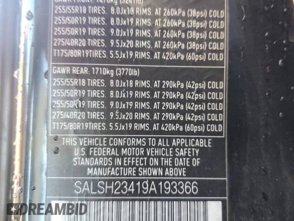 2009 Land Rover Range Rover Sport SC z VIN SALSH23419A193366, wystawiony jako Copart lot #80832425 z przebiegiem 156 518 mil mil oraz Szkoda całkowita • Salvage title. Historia ofert i sprzedaży dostępna na DreamBid. Obrazek 13.