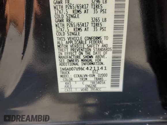 2006 Nissan Frontier LE z VIN 1N6AD07U96C421141, wystawiony jako Copart lot #68545085 z przebiegiem 221 783 mil mil oraz Szkoda całkowita • Salvage title. Historia ofert i sprzedaży dostępna na DreamBid. Obrazek 12.