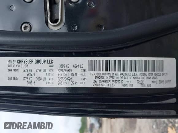 2011 Ram 1500 ST с VIN 1D7RB1CP1BS575737, выставлен на аукционе IAAI как лот 42973234 с пробегом 243 887 миль миль и . История ставок и продаж доступна на DreamBid. Изображение 9.