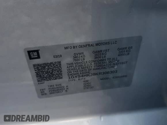 2019 Cadillac Escalade ESV Luxury with VIN 1GYS4HKJ8KR308303, listed as a Copart auction lot 81151005 with 130,520 mi miles and Salvage title. Bid and sale history available at DreamBid. Image 13.