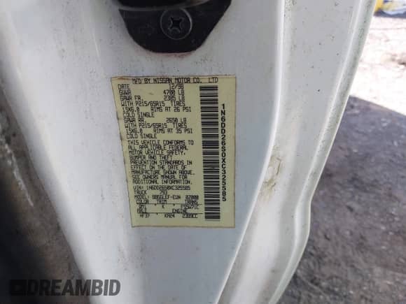 1999 Nissan Frontier XE with VIN 1N6DD26S0XC325585, listed as a IAAI auction lot 41698620 with 209,973 mi miles and . Bid and sale history available at DreamBid. Image 9.