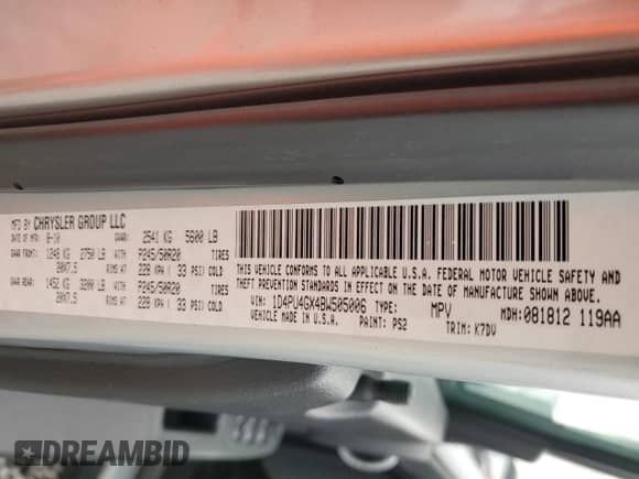 2011 Dodge Nitro Heat with VIN 1D4PU4GX4BW505006, listed as a Copart auction lot 58696585 with 280,079 mi miles and Clean title. Bid and sale history available at DreamBid. Image 12.