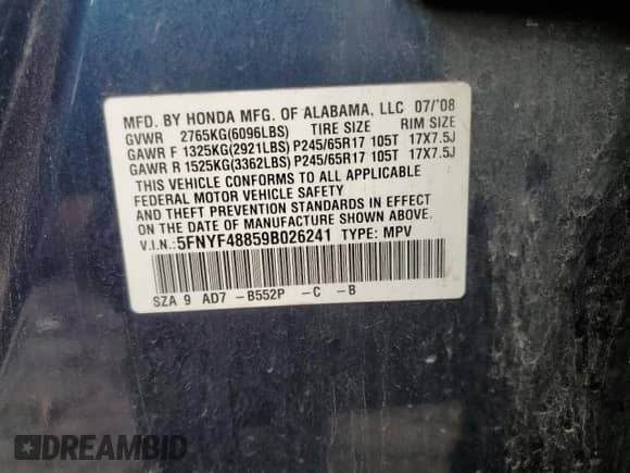 2009 Honda Pilot Touring с VIN 5FNYF48859B026241, выставлен на аукционе Copart как лот 86626395 с пробегом 277 038 миль миль и Чистый • Clean title. История ставок и продаж доступна на DreamBid. Изображение 13.