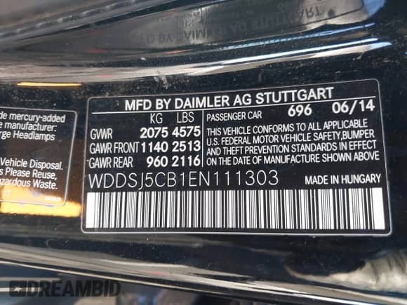 2014 Mercedes-Benz CLA 45 AMG с VIN WDDSJ5CB1EN111303, выставлен на аукционе IAAI как лот 41399624 с пробегом Не указан миль и . История ставок и продаж доступна на DreamBid. Изображение 9.