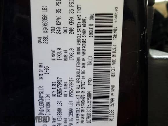 2005 Dodge 1500 SLT с VIN 1D7HU16D15J575884, выставлен на аукционе Copart как лот 89632735 с пробегом 115 358 миль миль и Списание • Salvage title. История ставок и продаж доступна на DreamBid. Изображение 12.