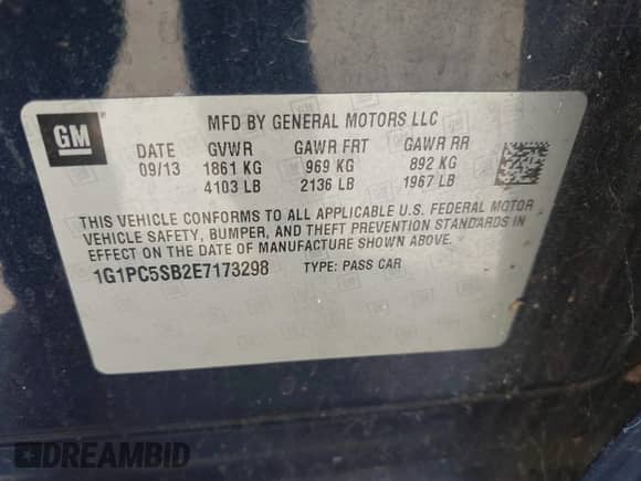 2014 Chevrolet Cruze 1LT с VIN 1G1PC5SB2E7173298, выставлен на аукционе IAAI как лот 43295214 с пробегом 136 589 миль миль и . История ставок и продаж доступна на DreamBid. Изображение 9.