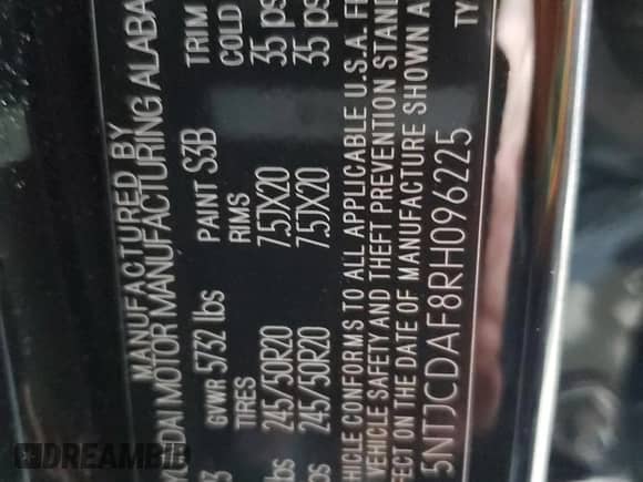 2024 Hyundai Santa Cruz Night Edition with VIN 5NTJCDAF8RH096225, listed as a Copart auction lot 62548425 with 10,647 mi miles and Salvage title. Bid and sale history available at DreamBid. Image 13.