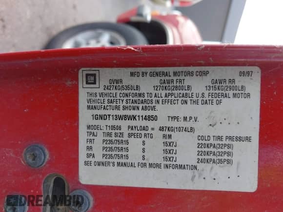 1998 Chevrolet Blazer z VIN 1GNDT13W8WK114850, wystawiony jako IAAI lot #42458088 z przebiegiem Nie podano mil oraz . Historia ofert i sprzedaży dostępna na DreamBid. Obrazek 9.