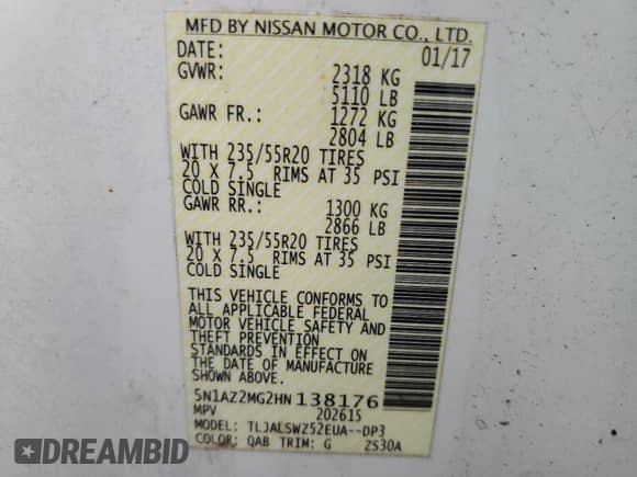 2017 Nissan Murano S z VIN 5N1AZ2MG2HN138176, wystawiony jako Copart lot #71554635 z przebiegiem 82 903 mil mil oraz Szkoda całkowita • Salvage title. Historia ofert i sprzedaży dostępna na DreamBid. Obrazek 13.