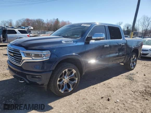 2020 Ram 1500 Longhorn with VIN 1C6SRFKT0LN164260, listed as a Copart auction lot 50313555 with Not provided miles and Salvage title. Bid and sale history available at DreamBid. Image 1.