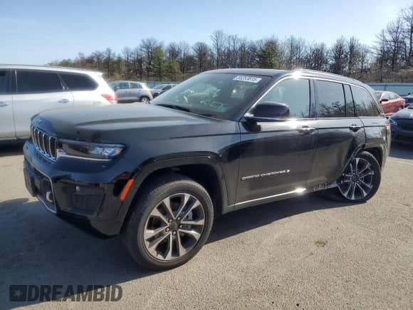 2023 Jeep Grand Cherokee Overland z VIN 1C4RJHDG7P8740876, wystawiony jako Copart lot #55253815 z przebiegiem 29 155 mil mil oraz Szkoda całkowita • Salvage title. Historia ofert i sprzedaży dostępna na DreamBid. Obrazek 1.