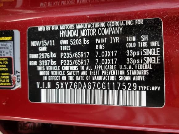 2012 Hyundai Santa Fe GLS с VIN 5XYZGDAG7CG117529, выставлен на аукционе Copart как лот 43200205 с пробегом 216 723 миль миль и На запчасти • Non repairable. История ставок и продаж доступна на DreamBid. Изображение 13.