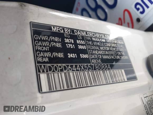 2005 Dodge Sprinter with VIN WD0PD644X55780884, listed as a IAAI auction lot 42394865 with 347,773 mi miles and . Bid and sale history available at DreamBid. Image 9.