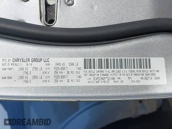 2015 Dodge Journey American Value with VIN 3C4PDCAB2FT521480, listed as a IAAI auction lot 43039515 with 152,197 mi miles and . Bid and sale history available at DreamBid. Image 9.