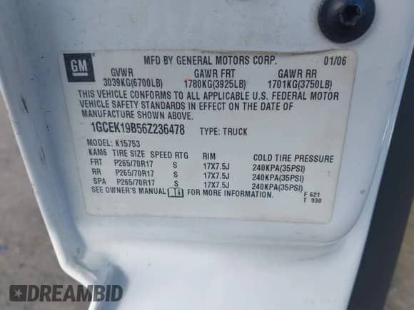 2006 Chevrolet Silverado 1500 LT1 с VIN 1GCEK19B56Z236478, выставлен на аукционе IAAI как лот 43400446 с пробегом 186 364 миль миль и . История ставок и продаж доступна на DreamBid. Изображение 9.
