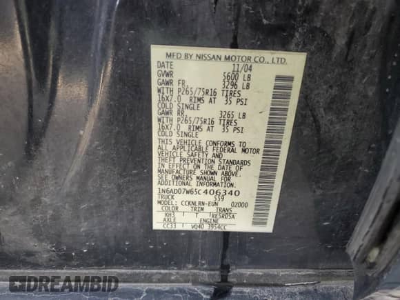 2005 Nissan Frontier Nismo with VIN 1N6AD07W65C406340, listed as a Copart auction lot 84442064 with 199,868 mi miles and Salvage title. Bid and sale history available at DreamBid. Image 15.