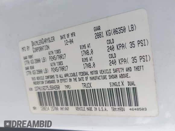 2005 Dodge 1500 SLT с VIN 1D7HU16D75J564260, выставлен на аукционе IAAI как лот 42599338 с пробегом 234 786 миль миль и . История ставок и продаж доступна на DreamBid. Изображение 9.