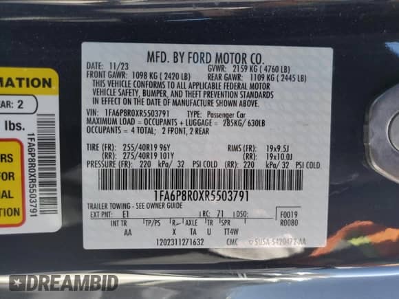 2024 Ford Mustang Dark Horse с VIN 1FA6P8R0XR5503791, выставлен на аукционе Copart как лот 61461525 с пробегом 6 468 миль миль и Списание • Salvage title. История ставок и продаж доступна на DreamBid. Изображение 13.