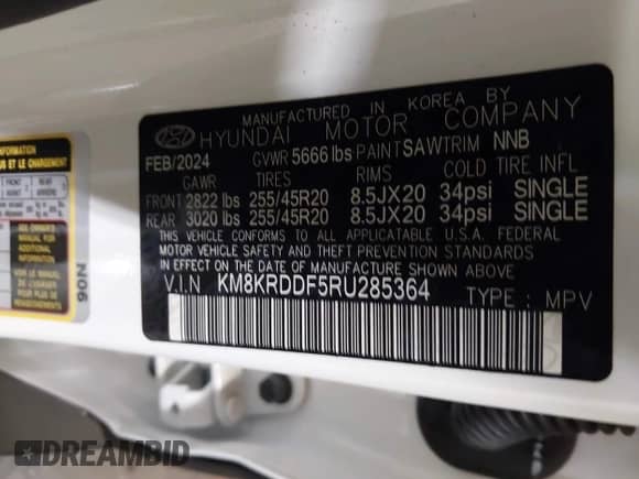 2024 Hyundai Ioniq 5 Limited с VIN KM8KRDDF5RU285364, выставлен на аукционе IAAI как лот 43207395 с пробегом 24 817 миль миль и . История ставок и продаж доступна на DreamBid. Изображение 9.