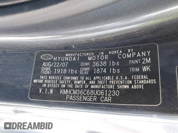 2008 Hyundai Accent GS z VIN KMHCM36C68U061230, wystawiony jako IAAI lot #43261183 z przebiegiem 145 797 mil mil oraz . Historia ofert i sprzedaży dostępna na DreamBid. Obrazek 9.