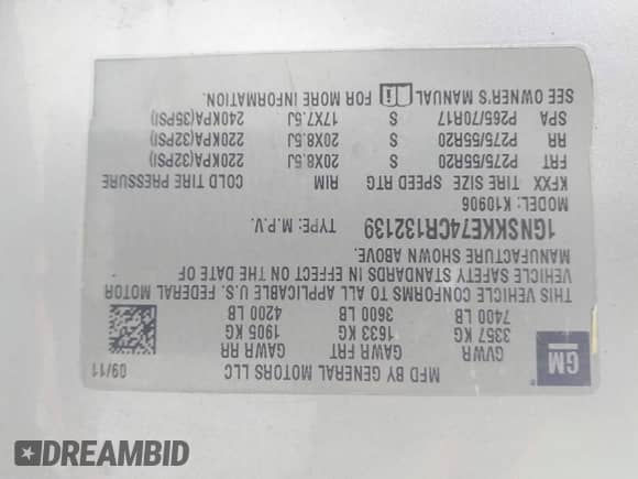 2012 Chevrolet Suburban LTZ с VIN 1GNSKKE74CR132139, выставлен на аукционе IAAI как лот 43013018 с пробегом 221 944 миль миль и . История ставок и продаж доступна на DreamBid. Изображение 8.