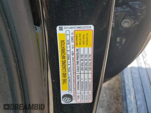 2021 GMC Sierra 1500 Denali с VIN 3GTU9FET4MG127218, выставлен на аукционе Copart как лот 65553225 с пробегом Не указан миль и Списание • Salvage title. История ставок и продаж доступна на DreamBid. Изображение 12.