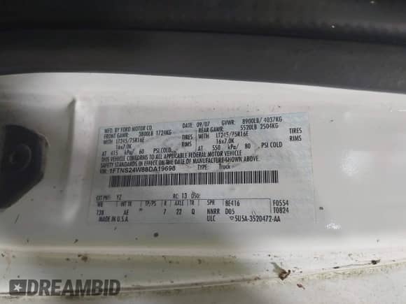 2008 Ford Econoline Cargo Commercial с VIN 1FTNS24W88DA19698, выставлен на аукционе IAAI как лот 42537120 с пробегом 148 476 миль миль и . История ставок и продаж доступна на DreamBid. Изображение 9.