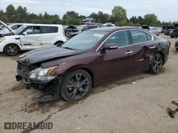 2014 Nissan Maxima SV with VIN 1N4AA5AP1EC498361, listed as a Copart auction lot 81553115 with 105,398 mi miles and Salvage title. Bid and sale history available at DreamBid. Image 1.