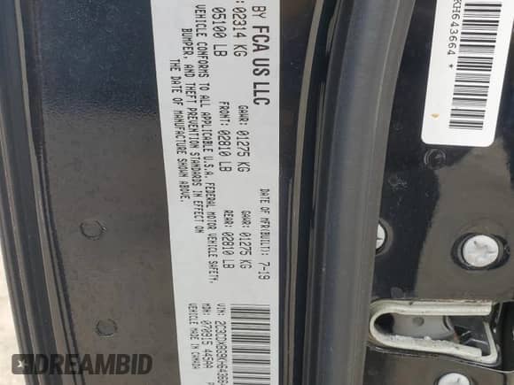 2019 Dodge Charger SXT with VIN 2C3CDXBG9KH643664, listed as a Copart auction lot 81210335 with 129,126 mi miles and Salvage title. Bid and sale history available at DreamBid. Image 12.