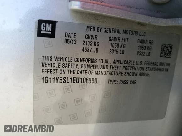 2014 Chevrolet Impala LS с VIN 1G11Y5SL1EU106550, выставлен на аукционе Copart как лот 86917294 с пробегом 97 333 миль миль и Чистый • Clean title. История ставок и продаж доступна на DreamBid. Изображение 12.