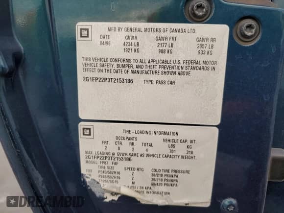 1996 Chevrolet Camaro Z28 z VIN 2G1FP22P3T2153186, wystawiony jako Copart lot #78690694 z przebiegiem 260 178 mil mil oraz Szkoda całkowita • Salvage title. Historia ofert i sprzedaży dostępna na DreamBid. Obrazek 14.