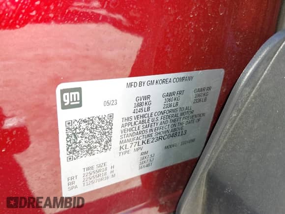 2024 Chevrolet Trax ACTIV z VIN KL77LKE23RC048113, wystawiony jako IAAI lot #43475358 z przebiegiem 10 434 mil mil oraz . Historia ofert i sprzedaży dostępna na DreamBid. Obrazek 9.