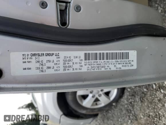 2011 Dodge Journey Mainstreet with VIN 3D4PG1FG8BT538250, listed as a Copart auction lot 67869415 with 138,374 mi miles and Clean title. Bid and sale history available at DreamBid. Image 13.