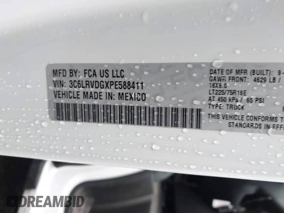 2023 Ram ProMaster Cargo с VIN 3C6LRVDGXPE588411, выставлен на аукционе IAAI как лот 42578787 с пробегом 40 815 миль миль и . История ставок и продаж доступна на DreamBid. Изображение 9.