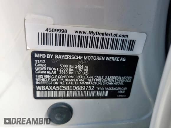 2014 BMW 5 Series 535d с VIN WBAXA5C58ED689752, выставлен на аукционе Copart как лот 81325775 с пробегом 56 195 миль миль и Списание • Salvage title. История ставок и продаж доступна на DreamBid. Изображение 12.