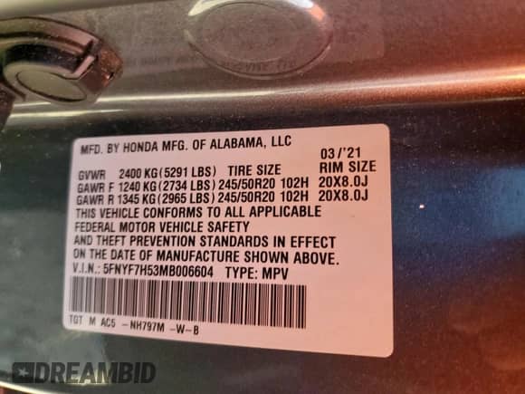 2021 Honda Passport EX-L с VIN 5FNYF7H53MB006604, выставлен на аукционе Copart как лот 68888525 с пробегом 101 282 миль миль и Списание • Salvage title. История ставок и продаж доступна на DreamBid. Изображение 13.