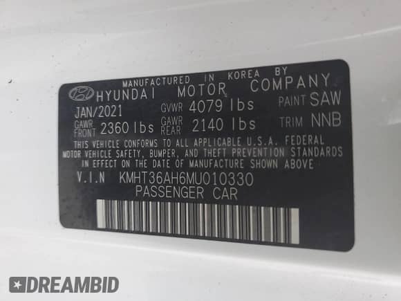 2021 Hyundai Veloster с VIN KMHT36AH6MU010330, выставлен на аукционе Copart как лот 74517604 с пробегом Не указан миль и На запчасти • Non repairable. История ставок и продаж доступна на DreamBid. Изображение 13.