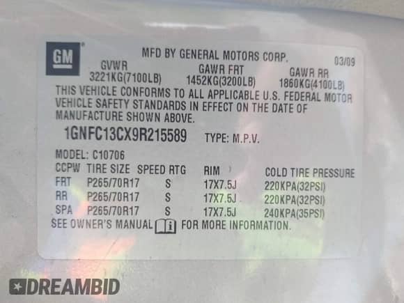 2009 Chevrolet Tahoe LS с VIN 1GNFC13CX9R215589, выставлен на аукционе IAAI как лот 42789982 с пробегом 269 379 миль миль и . История ставок и продаж доступна на DreamBid. Изображение 9.