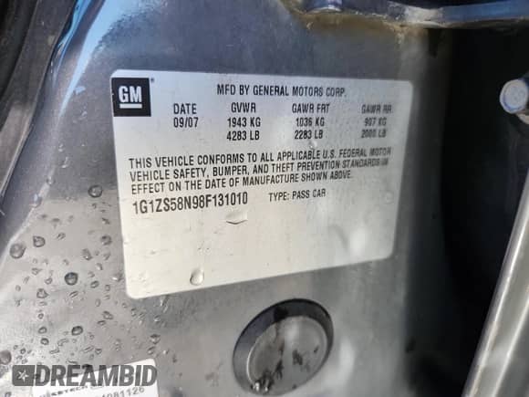 2008 Chevrolet Malibu Classic LS 2FL z VIN 1G1ZS58N98F131010, wystawiony jako Copart lot #84062825 z przebiegiem 218 865 mil mil oraz Szkoda całkowita • Salvage title. Historia ofert i sprzedaży dostępna na DreamBid. Obrazek 12.