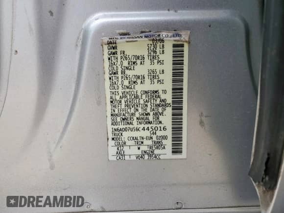 2006 Nissan Frontier LE z VIN 1N6AD07U56C445016, wystawiony jako Copart lot #60606855 z przebiegiem 210 257 mil mil oraz Szkoda całkowita • Salvage title. Historia ofert i sprzedaży dostępna na DreamBid. Obrazek 12.