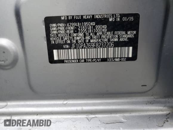 2015 Subaru Impreza Special Sports Limited z VIN JF1GPAZ69F8237206, wystawiony jako Copart lot #71650815 z przebiegiem 66 854 mil mil oraz Szkoda całkowita • Salvage title. Historia ofert i sprzedaży dostępna na DreamBid. Obrazek 13.