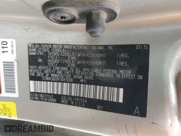 2015 Toyota Sienna LE AAS with VIN 5TDKK3DC6FS641006, listed as a Copart auction lot 69465255 with 200,844 mi miles and Clean title. Bid and sale history available at DreamBid. Image 13.