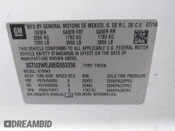 2014 GMC Sierra 1500 Denali z VIN 3GTU2WEJ8EG553336, wystawiony jako IAAI lot #43521471 z przebiegiem 177 785 mil mil oraz . Historia ofert i sprzedaży dostępna na DreamBid. Obrazek 9.
