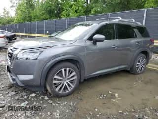 2022 Nissan Pathfinder Platinum with VIN 5N1DR3DK2NC200786, listed as a Copart auction lot 58721405 with 83,422 mi miles and Salvage title. Bid and sale history available at DreamBid. Image 1.