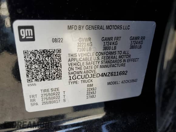 2022 Chevrolet Silverado 1500 High Country z VIN 1GCUDJED4NZ611692, wystawiony jako Copart lot #59552515 z przebiegiem 16 963 mil mil oraz Szkoda całkowita • Salvage title. Historia ofert i sprzedaży dostępna na DreamBid. Obrazek 12.